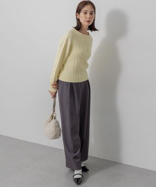 組曲 S 【加藤ローサさん着用】コットンカシミヤMIX ケーブル ニット イエロー系