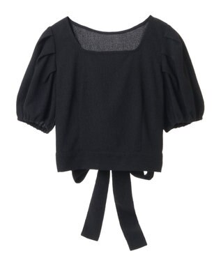 earth music&ecology ＳＥＴ２点バックリボンブラウス＋フレアスカート Black