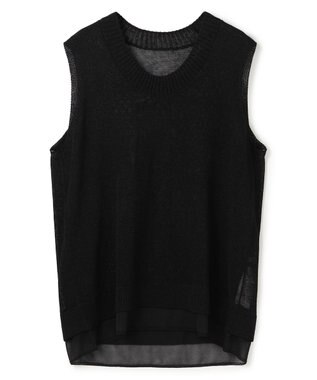 BEIGE， MORION / リネン レイヤードニット Black×Black