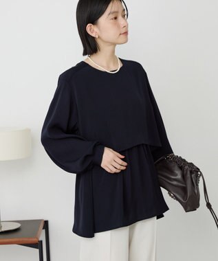 AMERICAN HOLIC 【イージーケア】Ｗクロスティアードブラウス Dark Navy