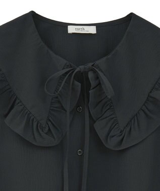 earth music&ecology フリルセーラーカラーブラウス Black