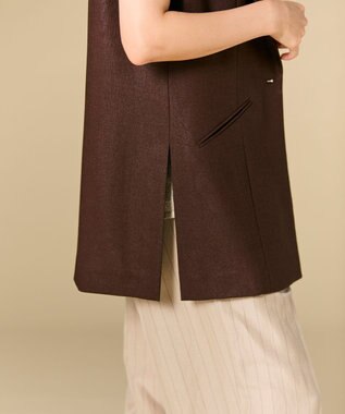 BEIGE， CAROLE / リネンライクノースリーブジレジャケット Bordeaux