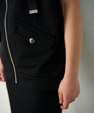 GRACE CONTINENTAL フードノースリーブ トップ ブラック