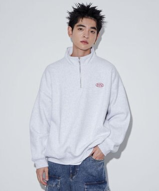 WEGO ワンポイントハーフジッププルオーバー アッシュグレー