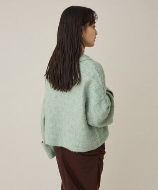 CRAFT STANDARD BOUTIQUE ロールアップ袖ショート丈ニットプルオーバー Green