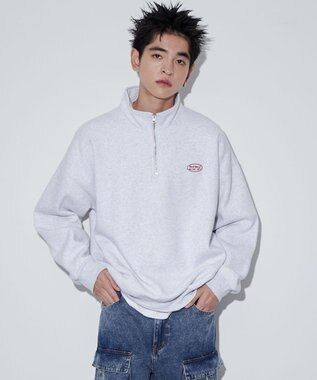 WEGO ワンポイントハーフジッププルオーバー アッシュグレー