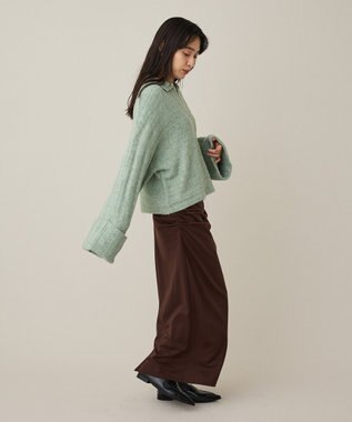 CRAFT STANDARD BOUTIQUE ロールアップ袖ショート丈ニットプルオーバー Green
