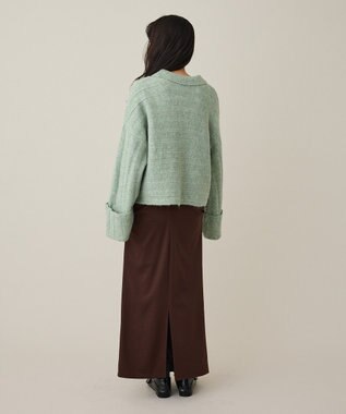 CRAFT STANDARD BOUTIQUE ロールアップ袖ショート丈ニットプルオーバー Green