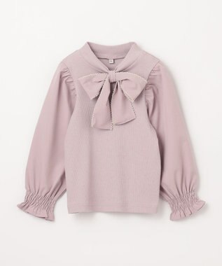 ANY KIDS リボン ボウタイ付き カットソー ピンクベージュ