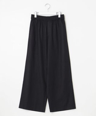 UNFILO 【洗える】リネンミックスツイル ワイドパンツ ブラック