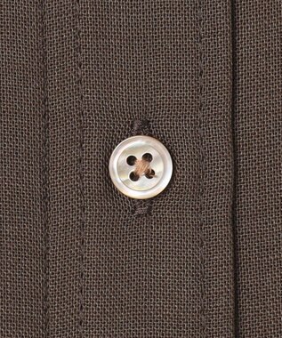 自由区 【洗える】トロピカルストレッチシャツ ドレス カーキブラウン