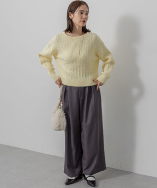 組曲 S 【加藤ローサさん着用】コットンカシミヤMIX ケーブル ニット イエロー系