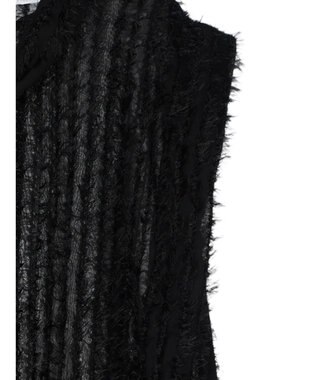 Green Parks ボウタイ付きフェザーノースリーブプルオーバー Black