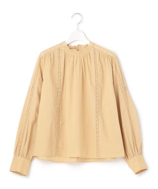 23区 【SLOW/洗える】コットンローン トーションレース ブラウス イエロー系