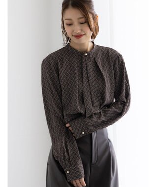 Te chichi パターンアソートボウタイブラウス チャコールグレー