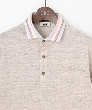JOSEPH ABBOUD 【リネン素材/吸水速乾/日本素材】リネンハニカム ダディ ポロシャツ ベージュ×ストライプ