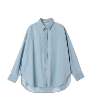 CRAFT STANDARD BOUTIQUE デニムパール釦サークルブラウス Sax