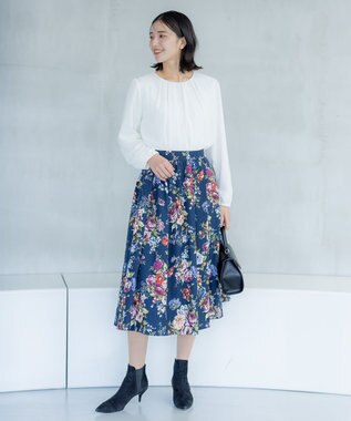 組曲 S 【23AW】ローズブーケプリント フレアスカート ネイビー系5