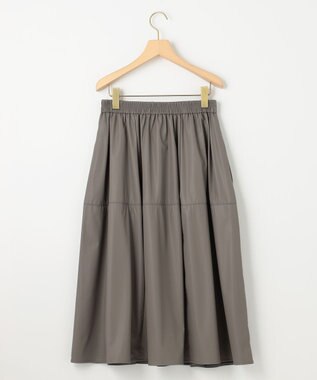 組曲 レザーライクライト タックギャザースカート モーヴグレー系