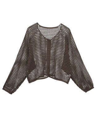 earth music&ecology ＳＥＴ２点メッシュニットカーディガン＋ビスチェ Brown