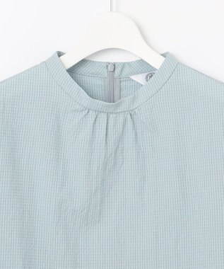 J.PRESS LADIES 【洗える】アセテートレーヨンコットンチェック ペプラム ブラウス ミント系3