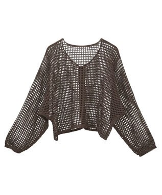 earth music&ecology ＳＥＴ２点メッシュニットカーディガン＋ビスチェ Brown