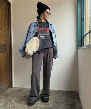 Green Parks タック入り裏起毛スウェットパンツ Charcoal Gray