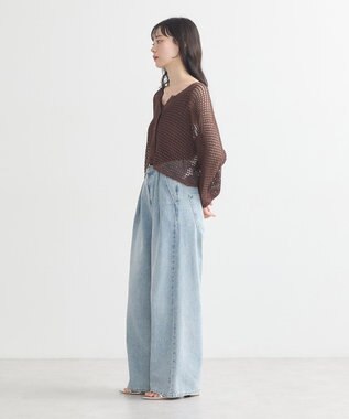 earth music&ecology ＳＥＴ２点メッシュニットカーディガン＋ビスチェ Brown