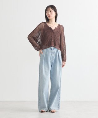 earth music&ecology ＳＥＴ２点メッシュニットカーディガン＋ビスチェ Brown