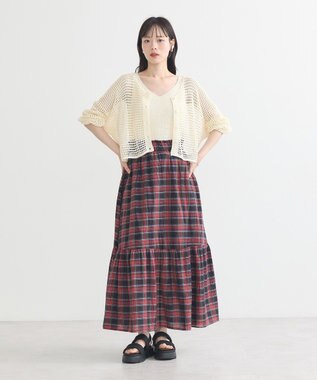 earth music&ecology ＳＥＴ２点メッシュニットカーディガン＋ビスチェ Ivory