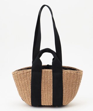 LA BAGAGERIE 【maison vert】 【ペーパー素材・多収納】ダブルハンドルかごバッグ ブラック×ベージュ