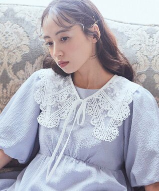 earth music&ecology シアー刺繍レース付け襟