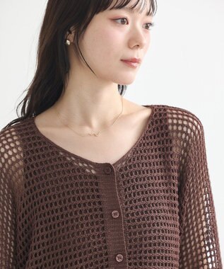 earth music&ecology ＳＥＴ２点メッシュニットカーディガン＋ビスチェ Brown