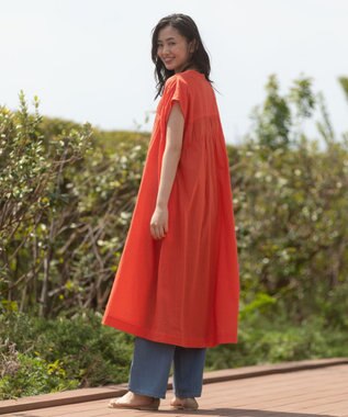 Green Parks フレンチスリーブシャーリングワンピース Orange