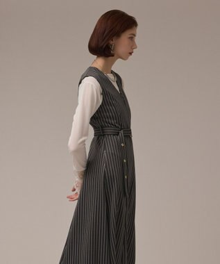 GRACE CONTINENTAL ストライプジャージワンピース グレー