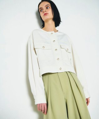 GRACE CONTINENTAL メタル釦デニムジャケット ホワイト