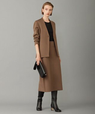 ICB 【洗える】シンセティックヤーンスムース ニットスカート モカ系