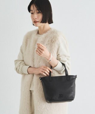 russet レザー2WAYミニトートバッグ(CE-1664) Black