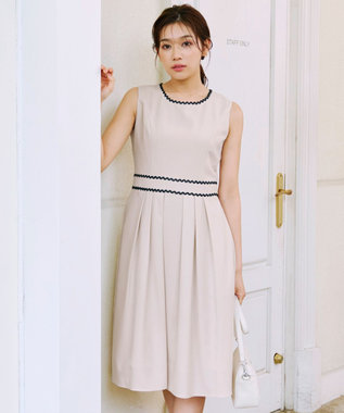 Tiaclasse 【洗える】配色スカラップレースワンピース アイボリー