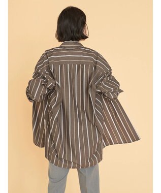 AMERICAN HOLIC ドビーストライプシャツチュニック Stripe Brown