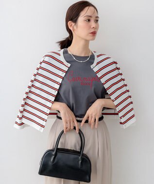 組曲 ロゴ刺繍 Ｔシャツ ライトグレー系