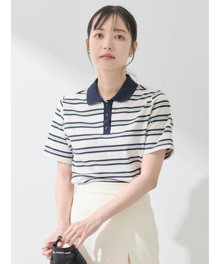 earth music&ecology 襟付きボーダープルオーバー Off White