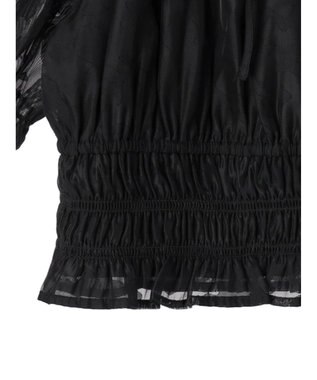 earth music&ecology 衿付きフラワーブラウス Black