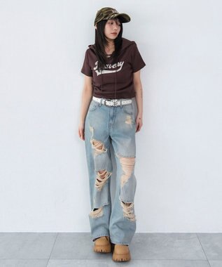 WEGO レースアップフードちびT ブラウン