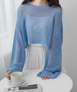 WEGO ショートメッシュニットプルオーバー ブルー