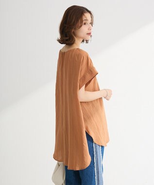 Green Parks ドロストネックフレンチスリーブブラウス Terracotta