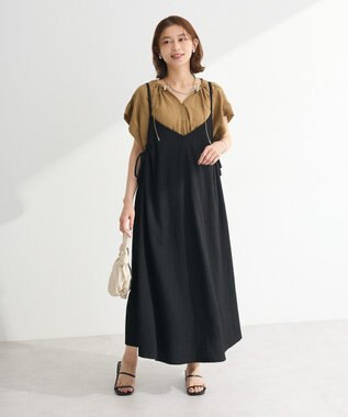 Green Parks ドロストネックフレンチスリーブブラウス Khaki