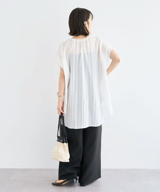 Green Parks ドロストネックフレンチスリーブブラウス Off White