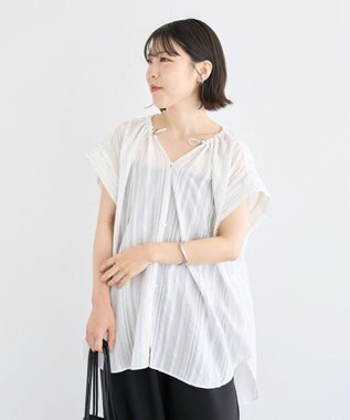 Green Parks ドロストネックフレンチスリーブブラウス Off White