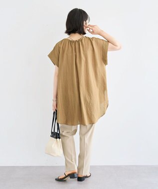Green Parks ドロストネックフレンチスリーブブラウス Khaki